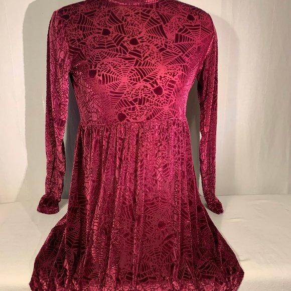 Iron Fist CaveCreeps Babydoll Dress (burgundy velvet, deadstock) - Picture 3 of 7